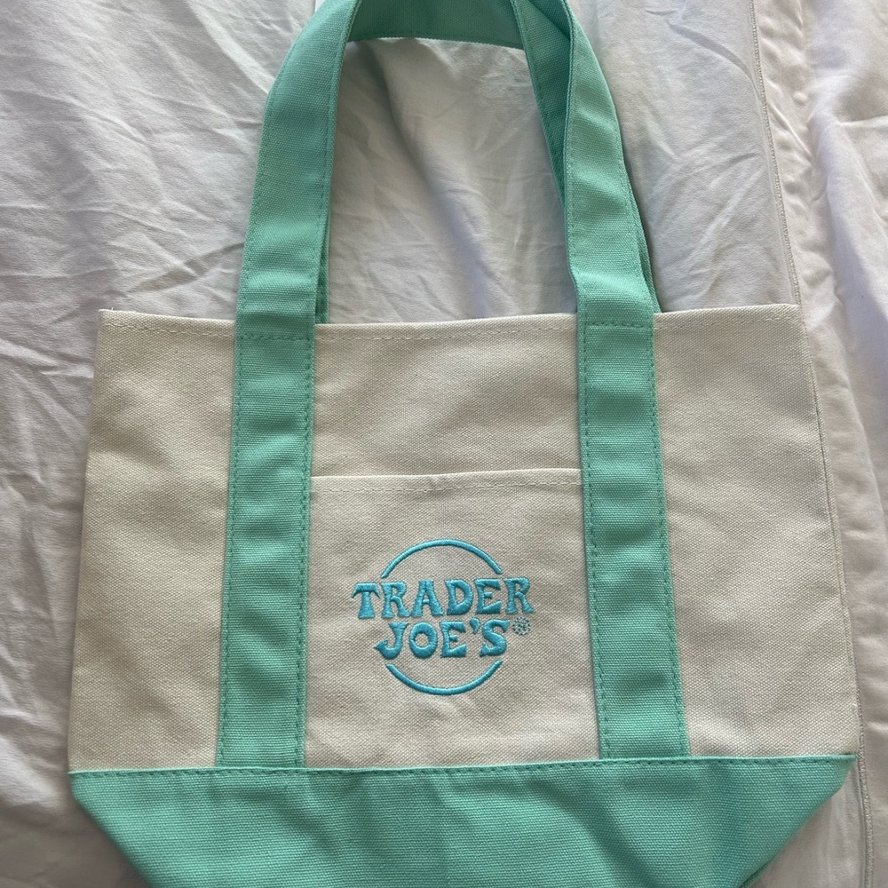 Mint Green and Cream Tote Bag-Trader Joe’s